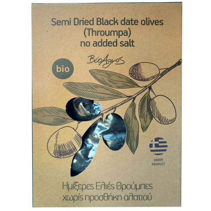 Био полусушени черни маслини Трумба без добавена сол 200г